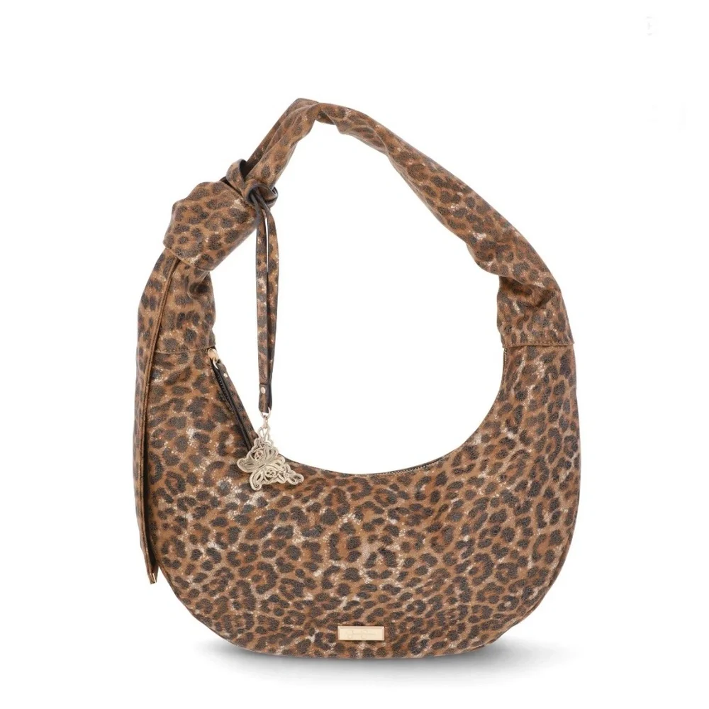 Jessica Simpson Leopard Print Hobo Bag in Brown and Black